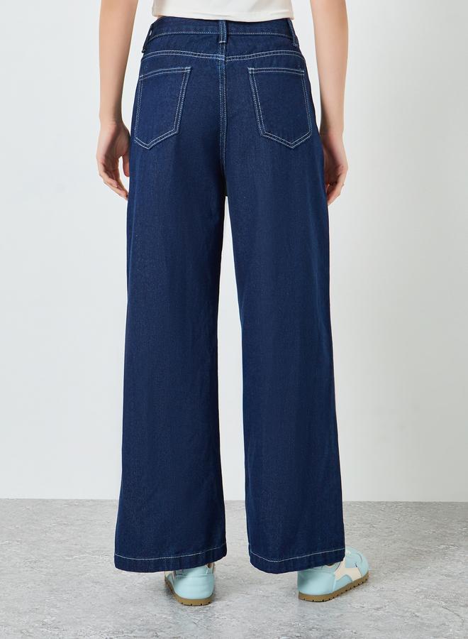 Styli Women Dark Blue Wash Wide Leg Jeans - Image 3